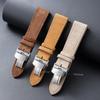 18mm 19mm 20mm 22mm Vintage Suede Cowhide Watch Strap Butterfly Buckle Handmade Stitching Soft Watch Band Quick Release Bracelet
