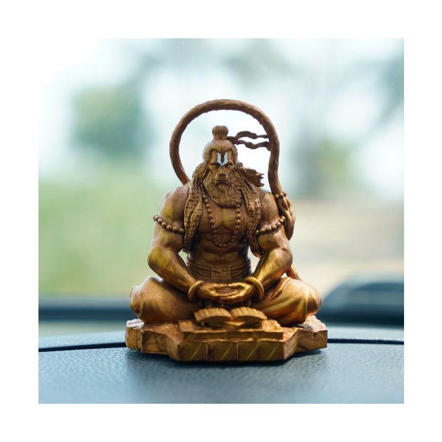 Hanuman Ji Murti Lord Bajrangbali Dhyan Mudra Meditation for Home Car Dashboard Decorative Showpiece -11 cm