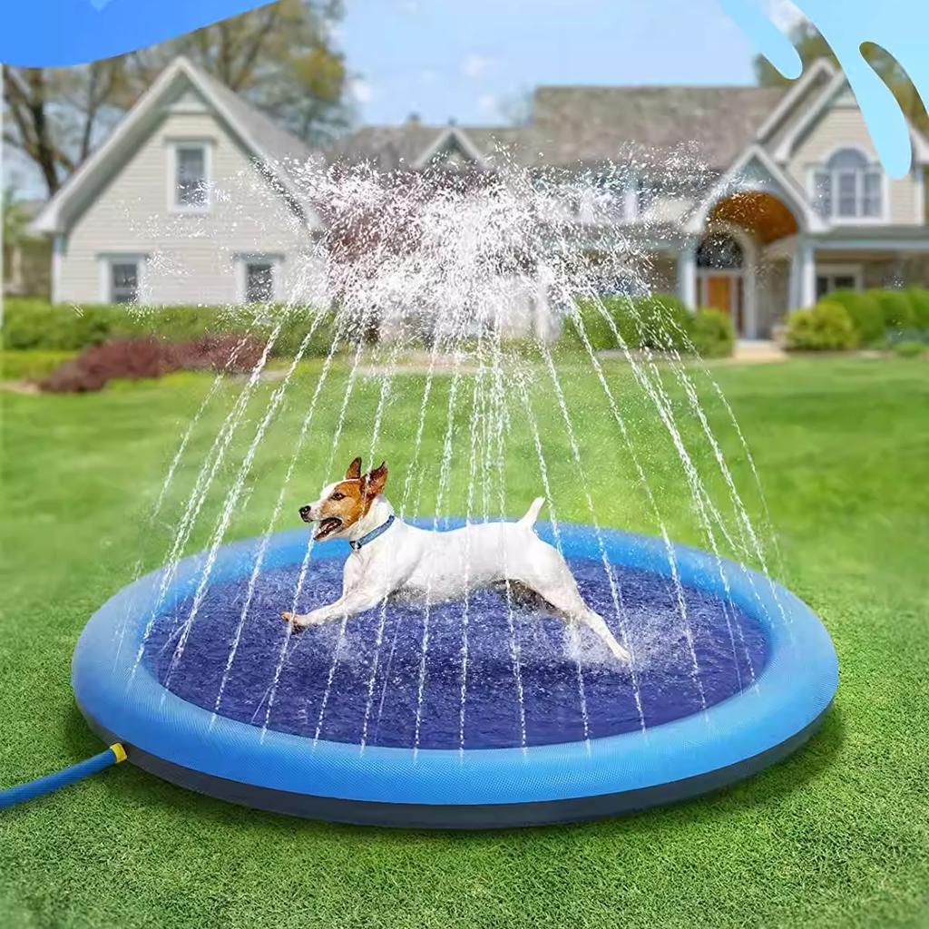 Portable Eco-Friendly PVC Pet Swimming Pool with Summer Cool Dog Water Spray Pad for Bathing and Cooling Play