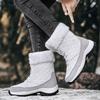 Waterproof snow boots medium tube front zipper large size cold-proof warm cotton boots velvet outdoor winter shoes