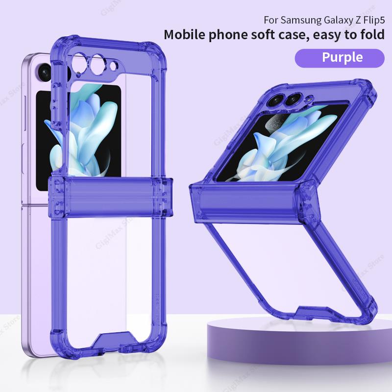 Wireless Charging Case For Samsung Galaxy Z Flip 5 Flip5 Clear Soft Cover For Samsung ZFlip5 Z Flip5 Funda Case Protective Coque