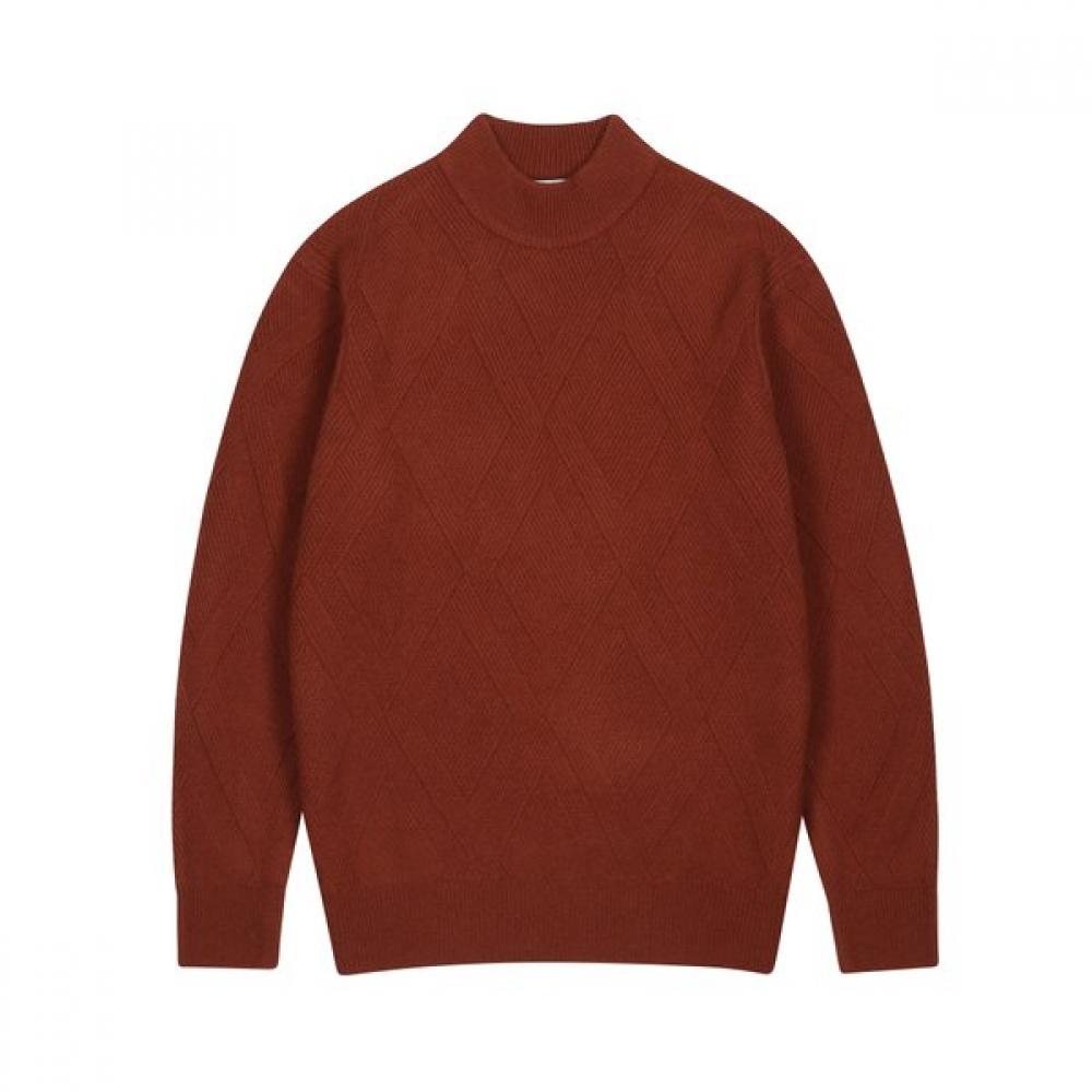 Countess Mara Soft Warm Pattern Knit Wool Blend Mock Neck Tee Cstx3c2320o0 095/oranges