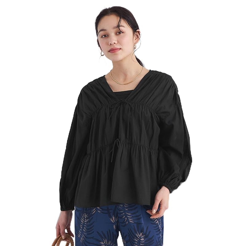 

[United Arrows green label Relaxing] Conclusion series Gathered blouse that looks great in all directions 36111042143 0900 BLACK(09) FREE