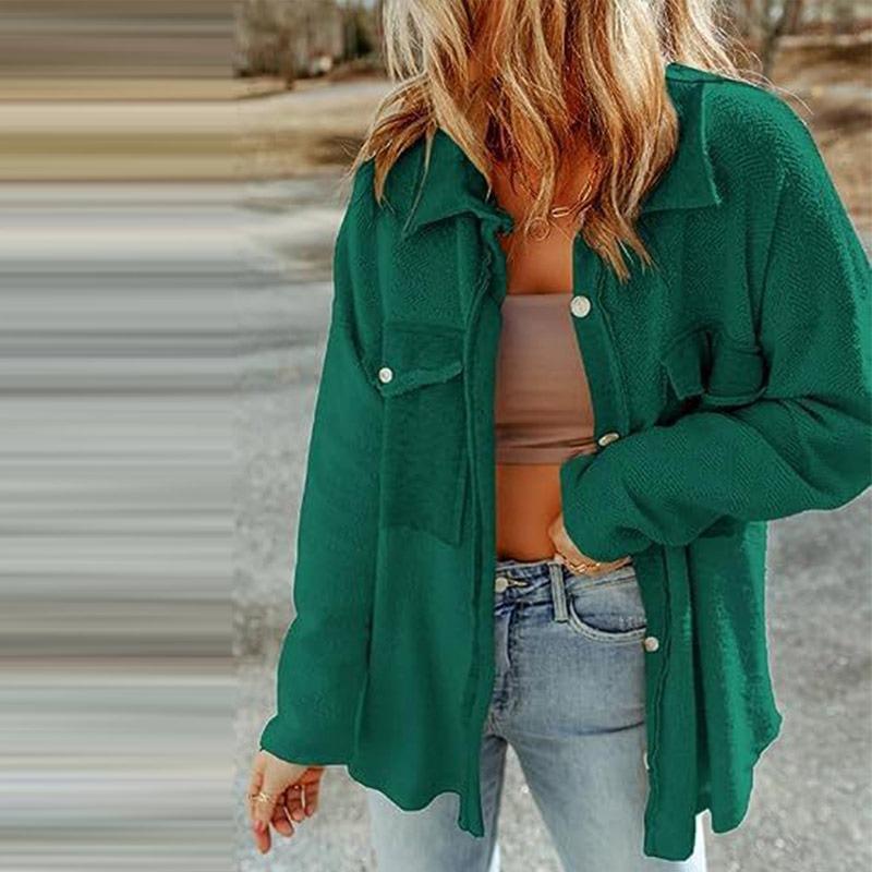 Женская повседневная рубашка с длинным рукавом и лацканами — фото 12