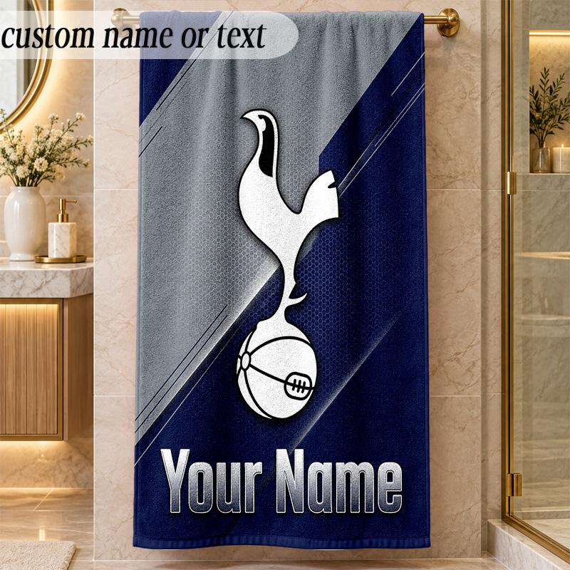 Beach TowelTottenham Hotspur FC Custom Name Text Personalized Soft Towel for Beach Pool Indoor Home Decor Gift