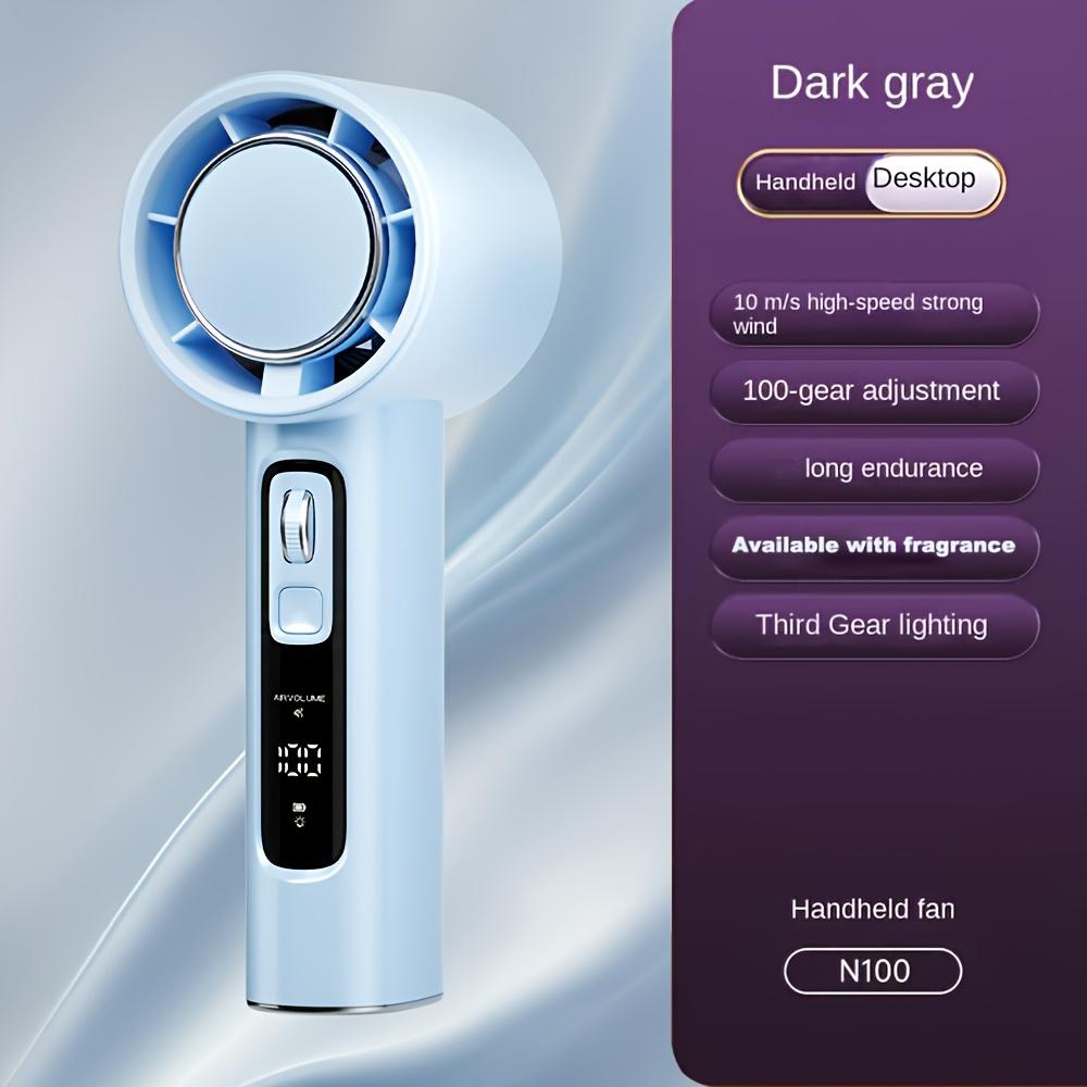 

Высокоскоростной ручной вентилятор с 100 настройками скорости, индикатором заряда батареи, светодиодным фонариком, портативный уличный маленький вентилятор с перезаряжаемой батареей синий