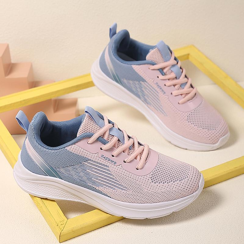 

TUINANLE/женская обувь на платформе, дышащие легкие кроссовки с сеткой, женские нескользящие кроссовки на шнуровке 37 фиолетовый/розовый