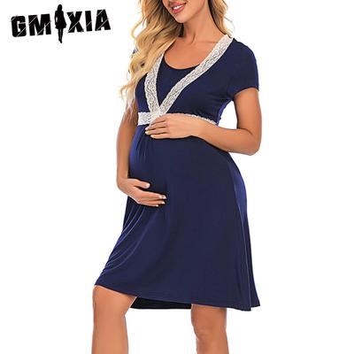 Maternity Breastfeeding Lace Loungewear Nightgown Casual Comfort Loungewear