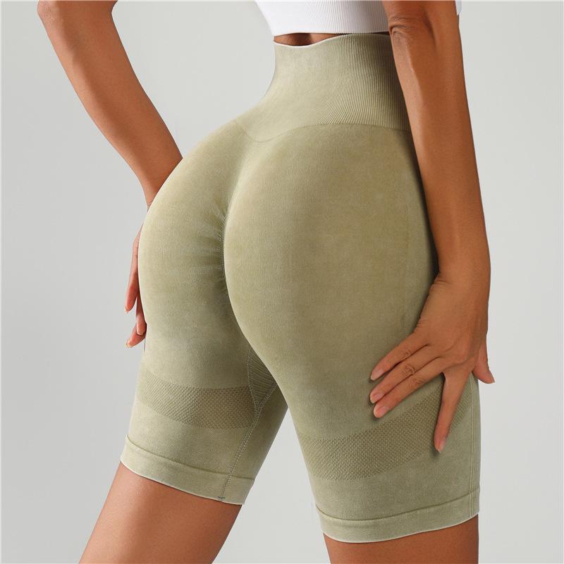 Frosted Seamless Yoga Pants: Women's Quick-Dry Butt-Lifting Sports Shorts & Three-Quarter Pilates Pants