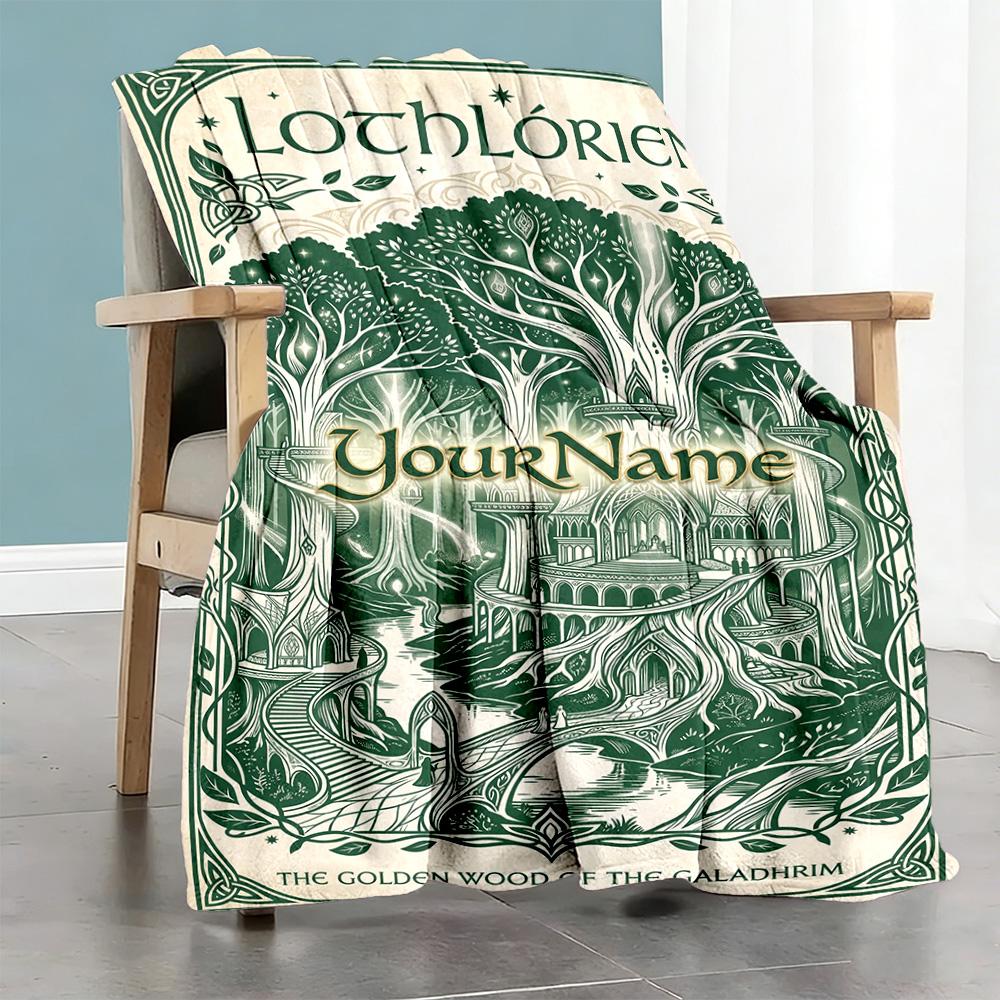 Gothic Illustrations Personalized Name Blanket Lightweight Customizable Blanket Comfortable Versatile for Office Bedding Living Room Sofa