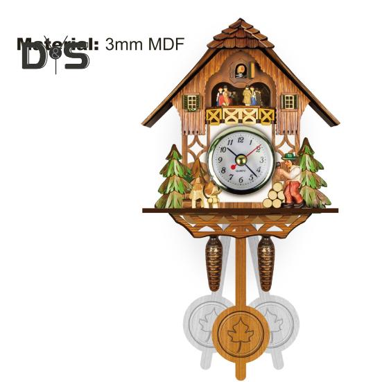 Relógio de Parede de Madeira HOW-E Decorativo Preciso Estilo Nórdico Antigo com Alarme para Sala de Estar