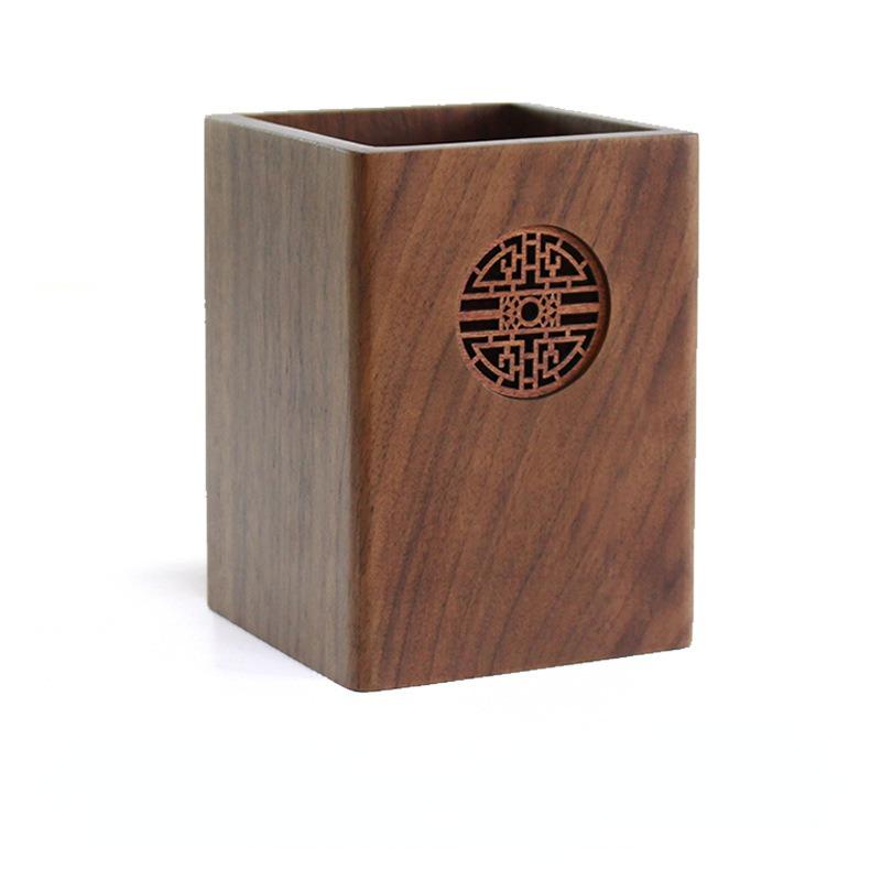 

Walnut Solid Wood Pen Holder Office Supplies Pencil Storage Box Office Desk Accessories