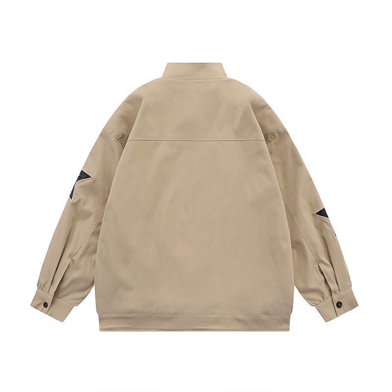 Autumn Casual Fashion Star Embroidery Thin Zipper Jacket
