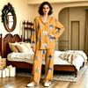 Unisex Casual Long Sleeve Pajama Set with Pants for Home Loungewear