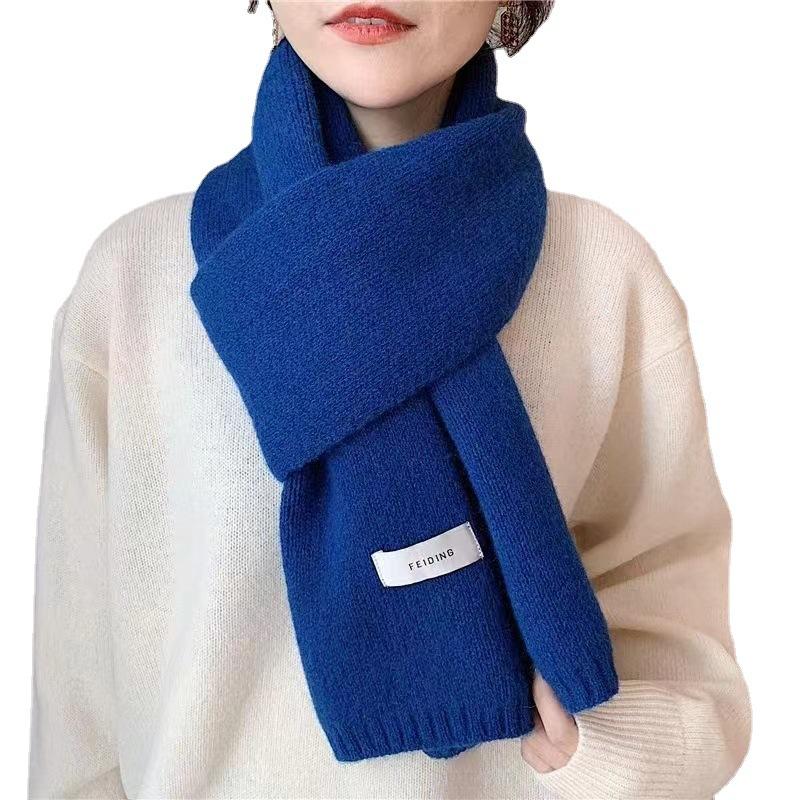 Rainbow color autumn and winter new scarf women's winter outer warm Korean version versatile solid color knitted neck scarf