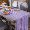 Luxury Pearl Chiffon Runner Semi-Transparent Gauze Tablecloth Dreamy Table Cover  Home Decoration