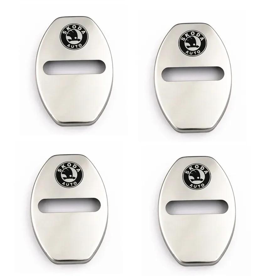 

Car Styling Car Door Lock Covers stikcer Case for 2013-2018 skoda Octavia Fabia Yeti Citigo Rapid A7 auto accessories For Skoda silver
