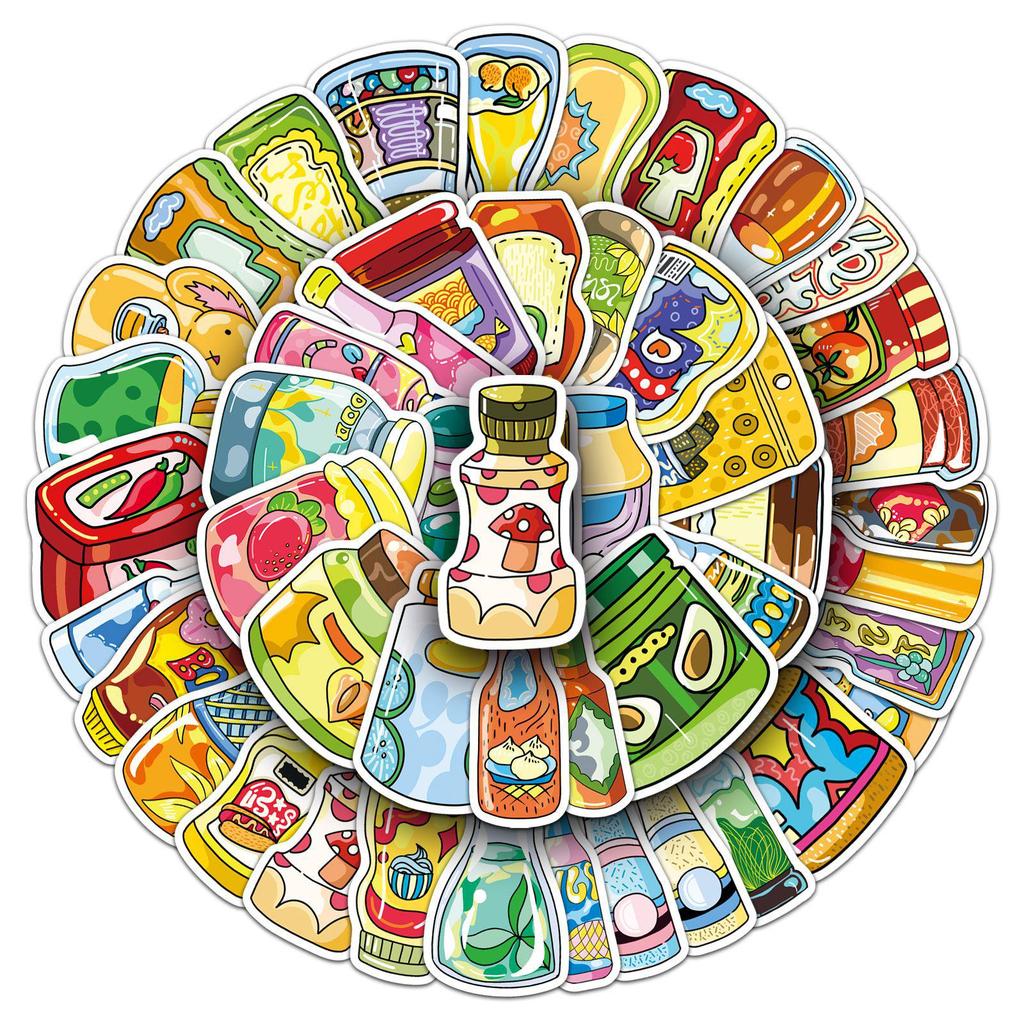 50-Pack Waterproof Food-Themed Stickers for DIY, Graffiti, and Epoxy Projects