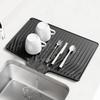 Tapete Secador de Louça para Cozinha, Silicone, Design Inclinado, Antibacteriano, Secagem Rápida, Antiderrapante, Resistente ao Calor, Fácil de Limpar (Preto, 37 x 30 cm)