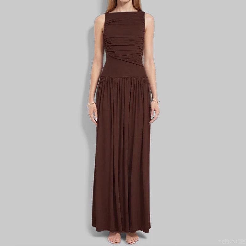 Abito Elegante Senza Maniche a Vita Sottile da Donna Europeo e Americano - Primavera 2025