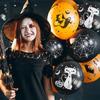 100/10Pcs Scary Halloween Balloons Kids Toys Pumpkin Skeleton Ghost Bar Party Decor Balloon Halloween Black Orange Latex Balloon