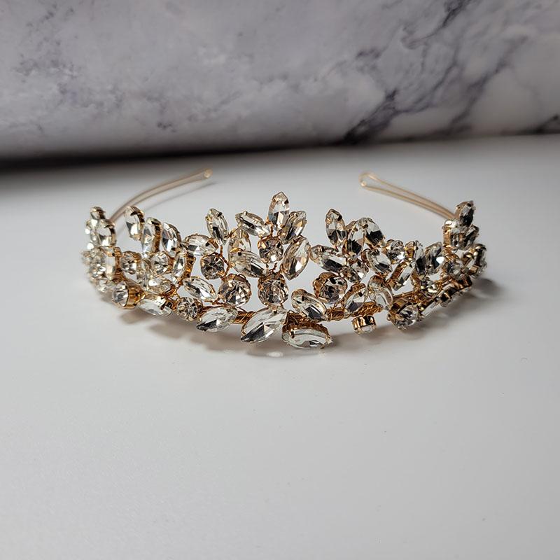 SLBRIDAL Handmade Flexible Crystal Rhinestones Pearls Bridal Tiara Headband Wedding Hair Accessories Bridesmaids Women Jewelry