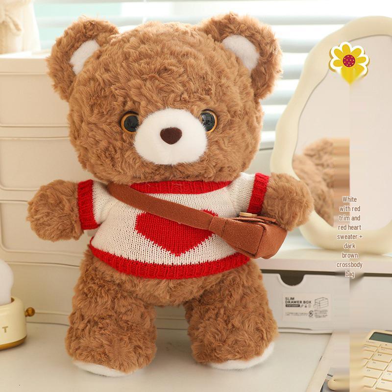 Adorable Zai Zai Bear Plush Toy - Cute Cartoon Teddy with Bib, Perfect Gift!