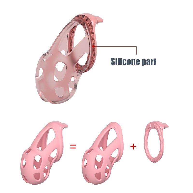Soft silicone chastity cage pink cock cage lockable male chastity device belt 4size cock ring femdom 18+ adult sex toys for men.