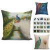 Timeless Peacock Print Cotton Linen Cushion Cover For Classic And Versatile Home Decor