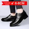 Men's Leather Cross-Strap Height-Increasing Shoes, 8CM Elevation, Stylish Formal/Casual, Large Size, Wedding-Ready