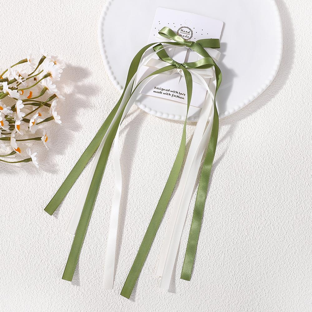 2pcs Elegant Double Layer Ribbon Bowknot Hair Clip for Girl Boutique Headwear Hairgripes Long Tassel Ponytail Hair Accessories