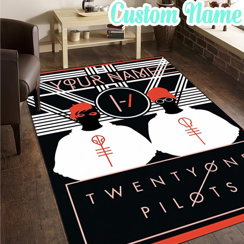 Custom Name Twenty One Pilots Music Evolution Rug, Office Rug, Chair Rug, Carpet for Living Rooms, Doormat Game Rug Home Decor Christmas Gifts