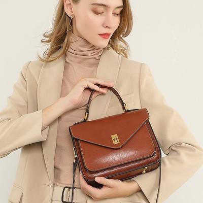 Bag Leather Cowhide New High-end Simple Fashion Temperament Women's Bag Portable Shoulder Crossbody