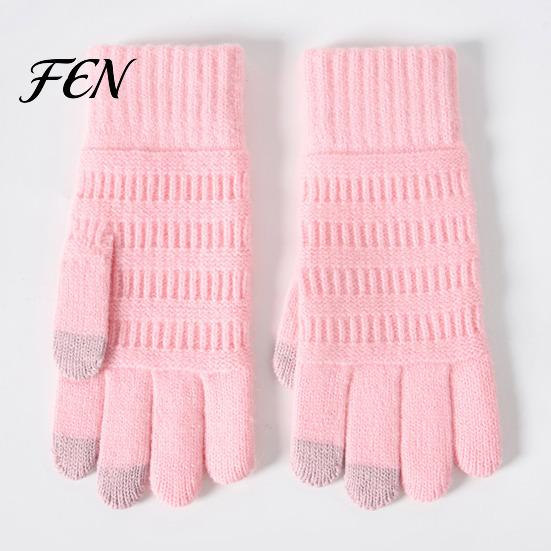 Fashionable Cold Protection Gloves Knitted Touchscreen for Men Women, Winter Warm Thermal Gloves, Thickened Solid Color Daily Use Plush Lining Mittens