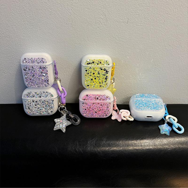 Glitter Earphone Case Airpodspro 2Nd Generation Protective Case Apple Airpods3/4 Star Pendant Women'S Model