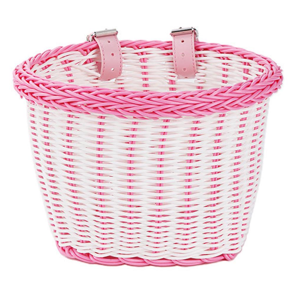 Bike Front Basket Adjustable Leather Straps Handwoven Bicycle Basket Waterproof Cycling Handlebar Basket Bicycle Accessories
