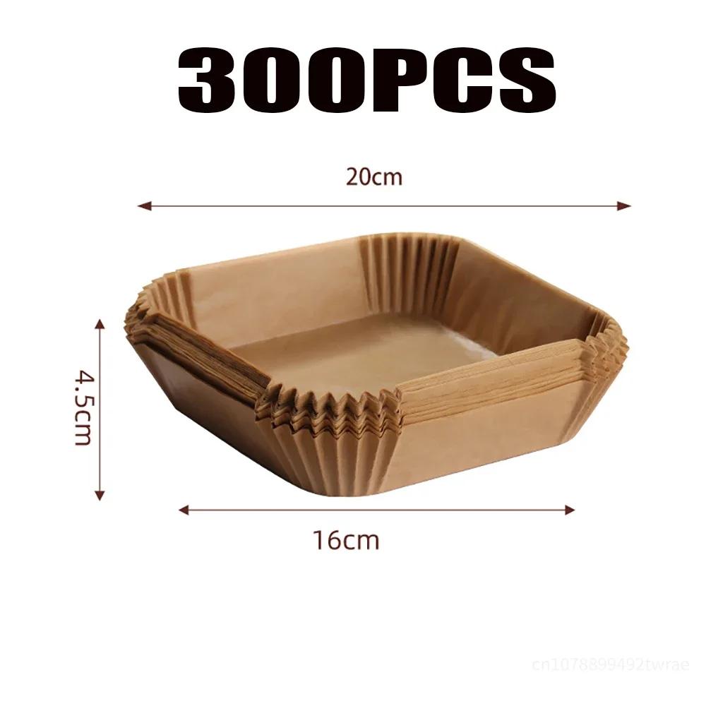 50-300PCS Air Fryer Disposable Paper Square Round Baking Paper Barbecue Plate NonStick Mat Kitchen Oven Oil Absorbing Paper Tool