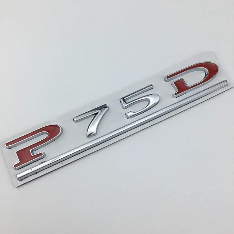 P75D P85D P90D Unterstrichene ABS-Buchstaben-Emblem für Model 3 Model X Model S Autostyling Kofferraumemblem Aufkleber Rot Schwarz