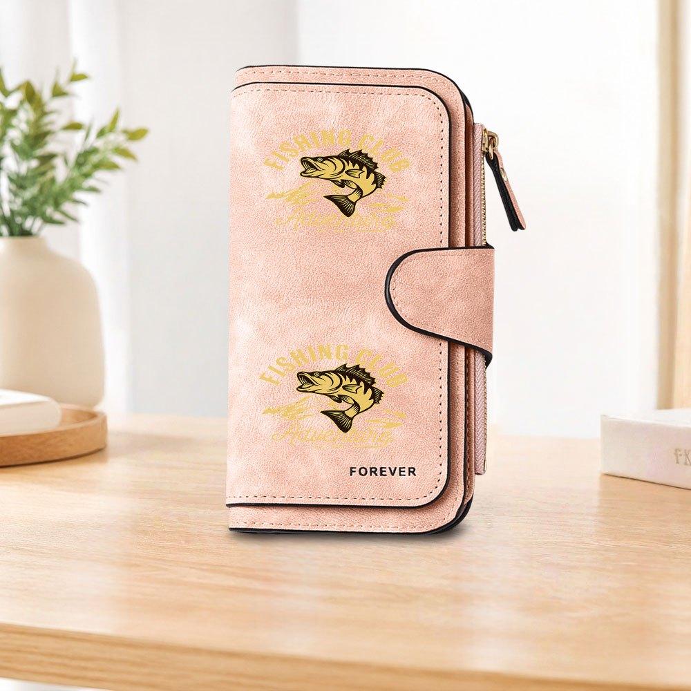 Fishing Club Long Zipper Wallet Large Capacity Card Holder Unisex Clutch Bag Fashionable Zipper Coin Purse Perfect For Daily Commute Travel Shopping
