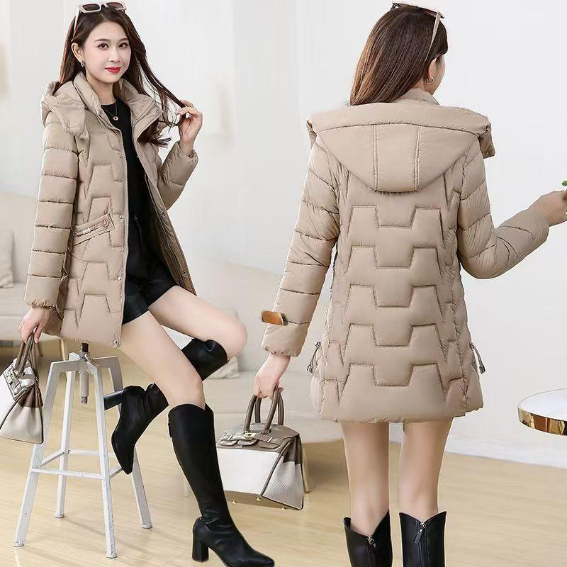 

Пуховик для мам среднего и пожилого возраста Хлопковая куртка средней длины Зимняя куртка 5XL