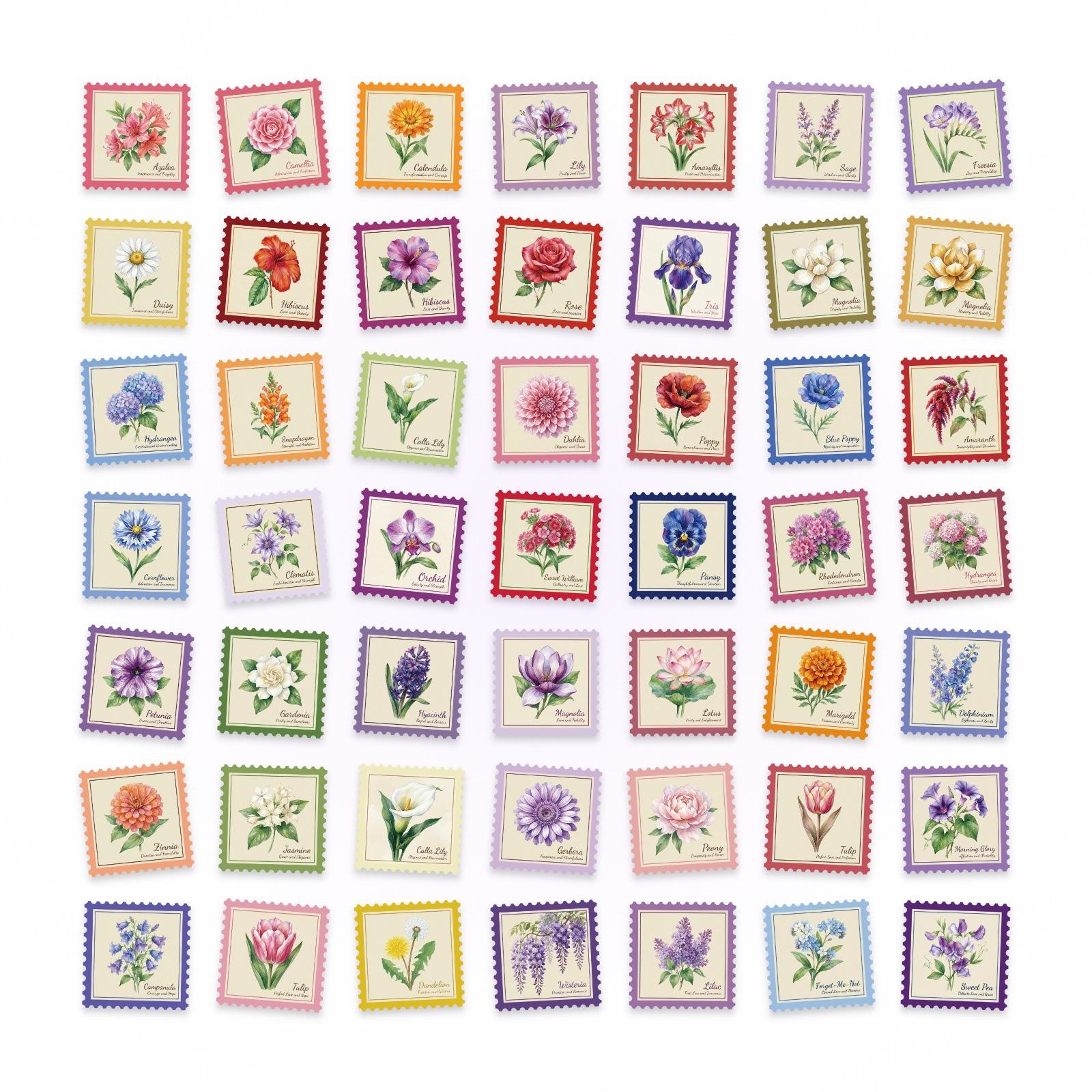 50 Literary And Artistic Flower Stickers Xiaoqing Fresh Air Plant Pictures Mobile Phone Refrigerator Stickers Flower Illustrations