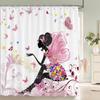 Flower Butterfly Girl Shower Curtain Waterproof Bathroom Lovely Woman Fairy Shower Curtain Polyester Cloth Home Decor Hook