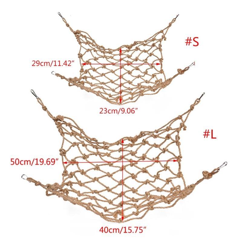 Bird Hanging Toy Hemp Rope Swing Toy Parrot Climbing Rope Net with 4 Metal Hooks Bird Cage Easy to Install