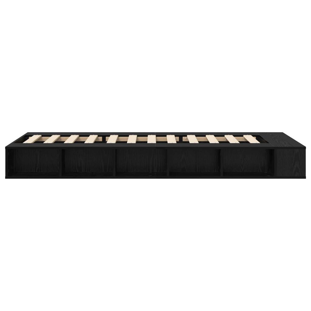 Bed Frame with Storage and Shelf Black Oak 80 X 200 Cm