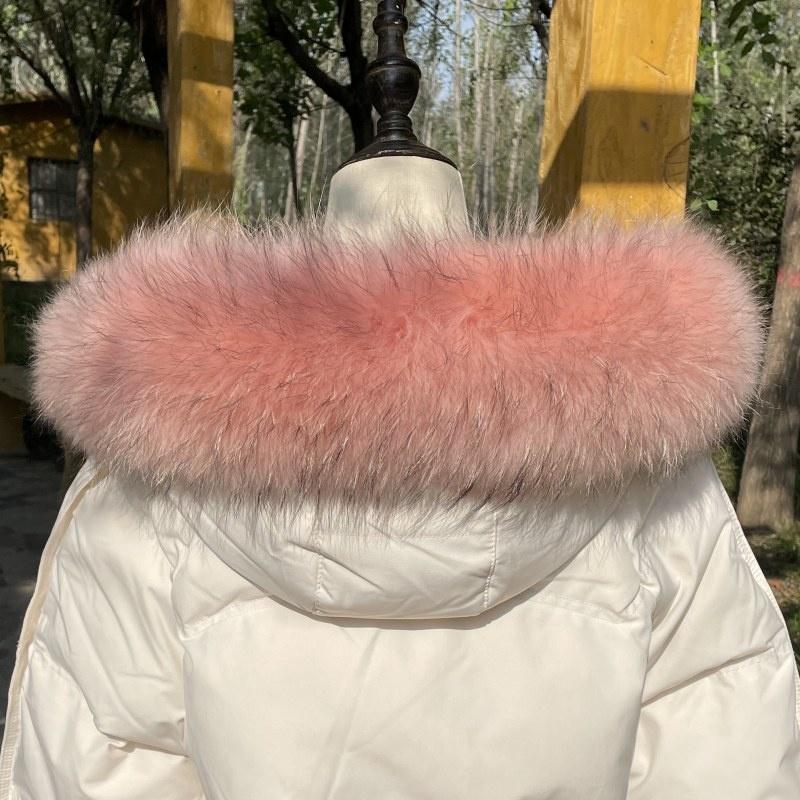 Raccoon Fur Collar Natural Fur Collar Winter Women Scarves Winter Female Gray Fur Collar Shawl Long Warm Genuine Fur Scarf