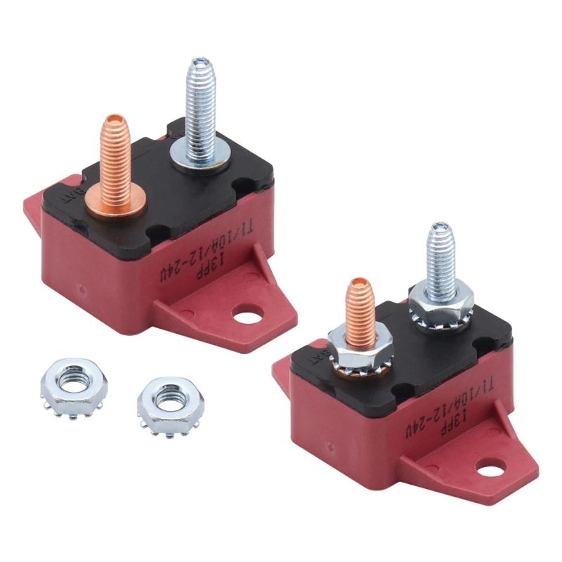 10A Circuit Breakers Auto Reset Function with Waterproof Cover Studs Bolt for Automotive, Marine, Trailers