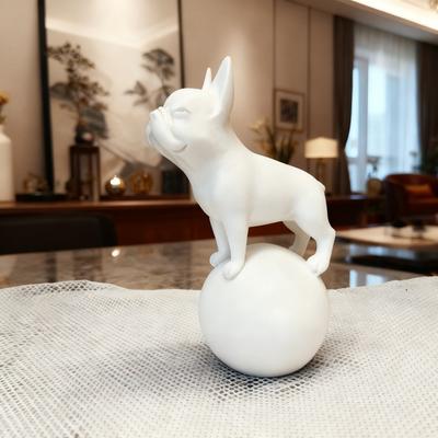 Spherical French Fighting Dog Statue Ornament, 3D Printed Puppy Desktop Decoration Ornament, Dog Statue Home Decoration