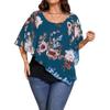 Plus Size Women's Chiffon Shawl Fake Two Piece T-Shirt