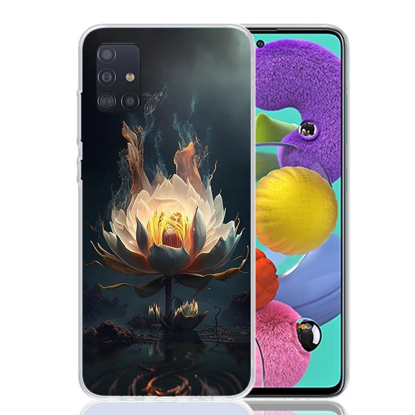 Buddhist Fire Lotus Phone Case for Samsung Galaxy A52 A51 A50S A12 A22 A32 A72 A10S A30S A31 A71 Note 20 Ultra 10 Plus S10 Galax