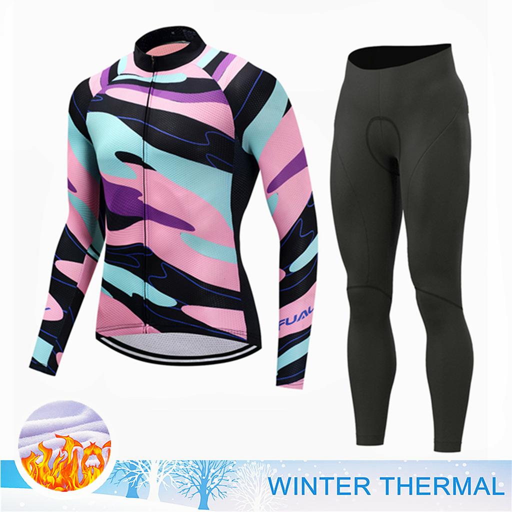 Winter Thermal Fleece Cycling Jersey Set Top MTB Bike Outdoor Men's Road Bicycle Clothing Long Sleeves Shirt Uniform